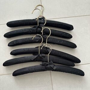 Set of 6 Black Padded Satin Hangers